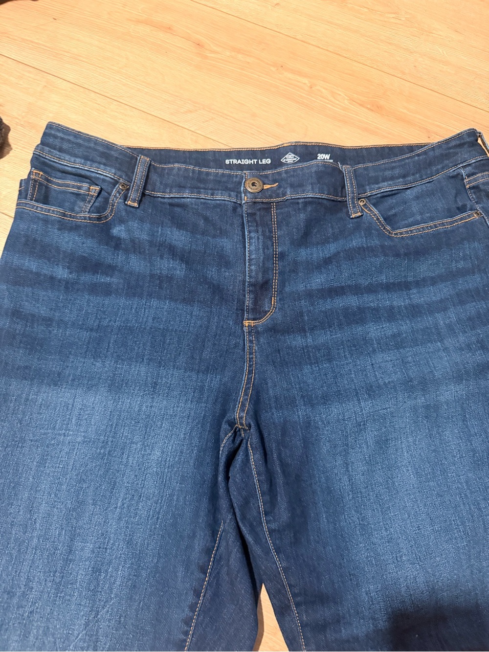 St. John's Bay Women's Straight Leg Jeans in Dark Blue Denim